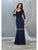 May Queen - MQ1811 Appliqued Quarter Sleeve Scoop Bodice Dress Mother of the Bride Dresses M / Navy
