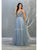 May Queen - MQ1812 Beaded Plunging V-Neck A-Line Dress Prom Dresses 4 / Dusty-Blue
