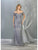 May Queen - MQ1824 Glitter Embellished Off-Shoulder Sheath Dress Evening Dresses 4 / Dusty-Blue