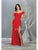 May Queen - MQ1825 Off-Shoulder Ruched Sheath Dress Evening Dresses 4 / Red