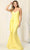 May Queen MQ1832 - V-Neck Peplum Formal Gown Special Occasion Dress 4 / Yellow