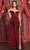 May Queen MQ1839 - Plunging Sweetheart Glitter Evening Gown Prom Dresses 4 / Burgundy