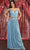 May Queen MQ1841 - Surplice Bodice Stretch Glittered Formal Gown Special Occasion Dress 4 / Dustyblue