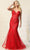 May Queen MQ1842 - Floral Beaded Plunging V-Neck Mermaid Gown Special Occasion Dress