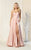 May Queen MQ1846 - Strapless High Slit Prom Dress Special Occasion Dress 4 / Blush
