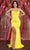 May Queen MQ1849 - Surplice V-Neck Beaded Gown Special Occasion Dress 2 / Yellow