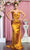 May Queen MQ1856 - Shiny Satin Shirred Bodice Evening Gown Special Occasion Dress 4 / Mustard