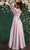 May Queen - MQ1857 Long Bishop Sleeve Ruched Bodice Evening Dress - 1 pc Mauve in Size 16 Available CCSALE