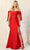 May Queen MQ1858 - Off Shoulder Evening Gown Special Occasion Dress 4 / Red