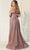 May Queen MQ1868 - Pleated Off Shoulder Sleeves Evening Gown Special Occasion Dress