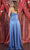 May Queen MQ1869 - Ruched Satin Prom Dress with Slit Prom Dresses