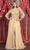 May Queen MQ1880 - Embroidered V-Neck A-Line Formal Gown Prom Dresses S / Gold