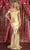 May Queen MQ1892 - Off Shoulder Cowl Neckline Satin Gown Special Occasion Dress 4 / Gold