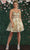 May Queen MQ1894 - 3D Florals V-Neck Cocktail Dress Special Occasion DressMay Queen MQ1894 - 3D Florals V-Neck Cocktail Dress In Champagne