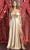 May Queen MQ1901 - Cowl Satin Prom Dress with Slit Evening Dresses 2 / Champagne