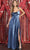 May Queen MQ1901 - Cowl Satin Prom Dress with Slit Evening Dresses 2 / Dusty Blue