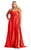 May Queen MQ1901 - Cowl Satin Prom Dress with Slit Evening Dresses 2 / Red