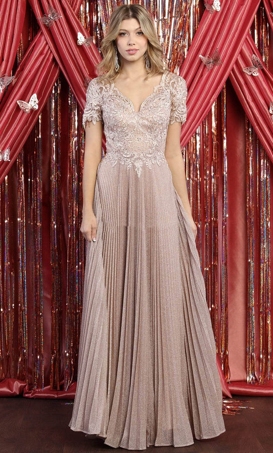 May Queen MQ1902 - Short Sleeve V Neck A Line Dress