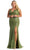 May Queen MQ1905 - Sequined Plunging V-Neck Evening Gown Evening Dresses 2 / Olive