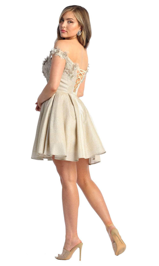 May Queen MQ1906 - Floral Appliqued Sweetheart Cocktail Dress