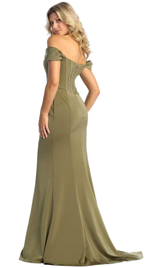 May Queen MQ1909 - Off Shoulder Seamed Prom Gown
