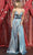 May Queen MQ1910 - Deep V-Neck Metallic Evening Gown Evening Dresses 2 / Dustyblue