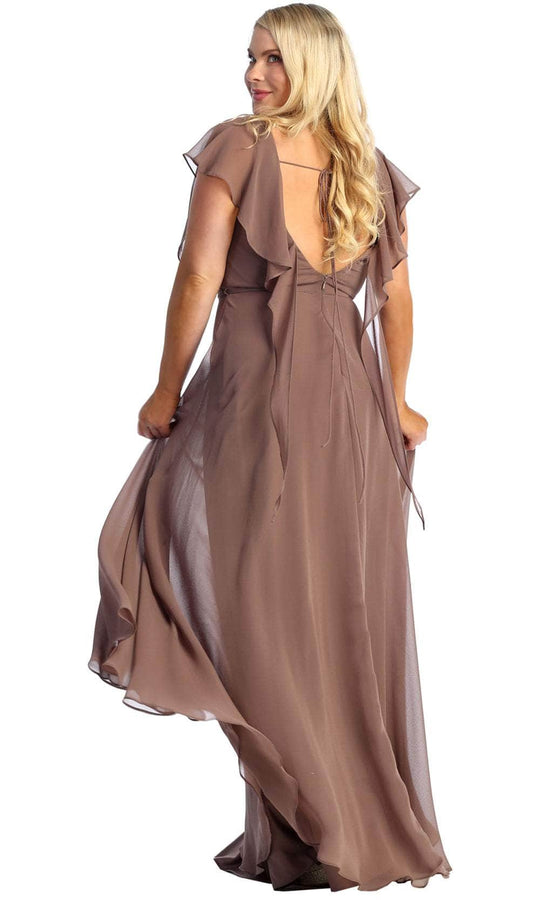 May Queen MQ1917 - Flutter Sleeve A-Line Prom Gown