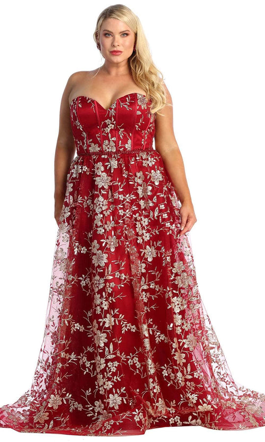 May Queen MQ1920 - Sweetheart Floral A-Line Prom Gown