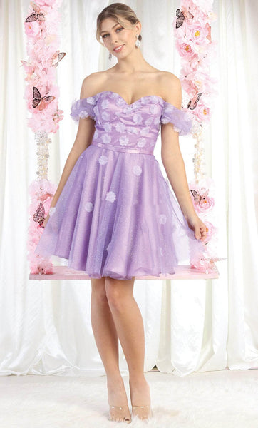 May Queen MQ1934 - Floral Applique Homecoming Dress  Couture Candy