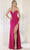 May Queen MQ1946 - Strapless High Slit Prom Gown Evening Dresses 4 / Magenta