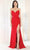 May Queen MQ1946 - Strapless High Slit Prom Gown Evening Dresses 4 / Red
