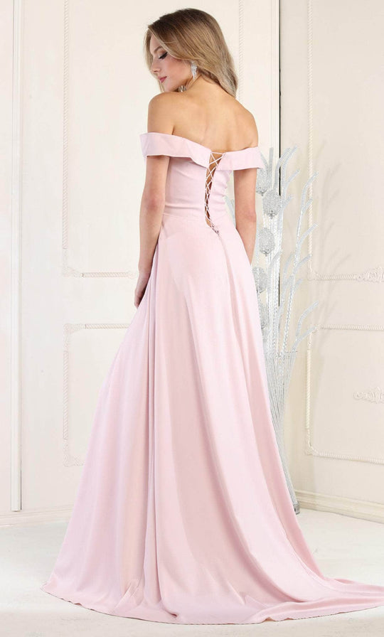 May Queen MQ1960 - Draped Off Shoulder Prom Dress