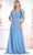 May Queen MQ1972 - Bell Sleeves V Neck A Line Dress Evening Dresses 6 / Dustyblue