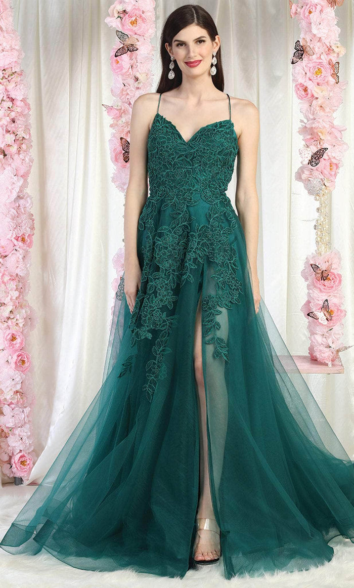 May Queen MQ2013 - Applique Tulle Prom Dress Prom Dresses 2 / Hunter Green