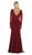 May Queen - Plunging V Neck Long Sleeves Dress MQ1630 - 1 pc Burgundy In Size 14 Available CCSALE 14 / Burgundy