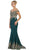 May Queen - RQ7586 Off Shoulder Appliqued Fitted Prom Dress Prom Dresses 4 / Hunter-Green