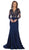 May Queen - RQ7624 Lace Deep Scalloped V-neck Trumpet Dress Evening Dresses 2 / Navy