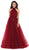 May Queen - RQ7669 High Neck Pleated A-Line Evening Gown Special Occasion Dress 4 / Burgundy