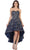 May Queen - RQ7672 Embroidered Scroll Motif High Low Dress Prom Dresses 2 / Navy