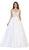 May Queen - RQ7680 Beaded Plunging V-Neck Ballgown Special Occasion Dress 4 / White