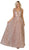 May Queen - RQ7769 Embellished Deep V-neck Pleated Ballgown Ball Gowns 2 / Copper