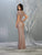 May Queen - RQ7794 Glitter Plunging V-Neck Knotted Gown Evening Dresses