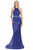 May Queen - RQ7800 Embellished Halter Neck Trumpet Dress Evening Dresses 2 / Royal-Blue
