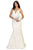 May Queen - RQ7811 Embroidered Deep V-neck Trumpet Dress Wedding Dresses 4 / Ivory