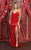 May Queen - RQ7852 Sequin Embellished Deep V-Neck Dress with Slit Evening Dresses 2 / Red