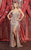 May Queen - RQ7852 Sequin Embellished Deep V-Neck Dress with Slit Evening Dresses 2 / Rosegold