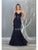 May Queen - RQ7865 Lace Appliqued V-Neck Trumpet Dress Evening Dresses 4 / Navy