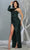 May Queen - RQ7867 One Shoulder Dress with Slit Pageant Dresses 4 / Hunter-Grn