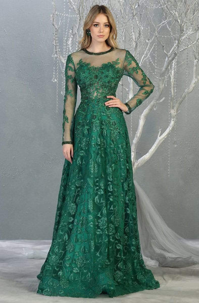 May Queen - RQ7875 Embroidered Long Sleeve A-line Dress Couture Candy May Queen - RQ7875 Embroidered Long Sleeve A-line Dress Couture Candy