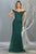 May Queen - RQ7879 Embellished Off-Shoulder Trumpet Dress With Train Evening Dresses 4 / Hunter-Grn